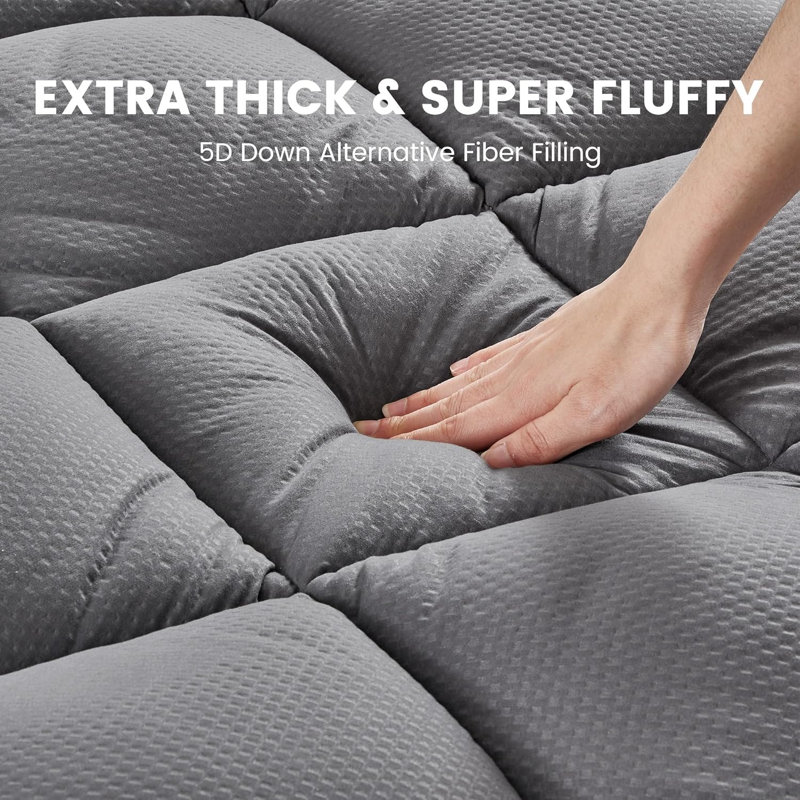 Bubble Embossed Diamond Mattress Topper - Mattress Topper Protector with Deep Pocket, Queen