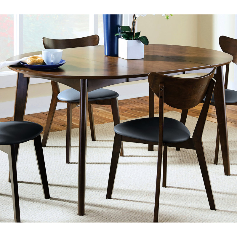 Table de salle à manger ovale en noyer foncé, 30 pouces de hauteur, 42 pouces de large, amovible pour sièges flexibles, noyer au fini grain de bois naturel, feuille, arrangement de sièges, style classique