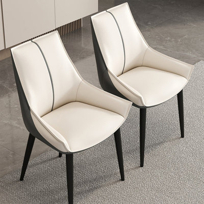 Beige + coffee Solid back side Chair(Set of 2)
