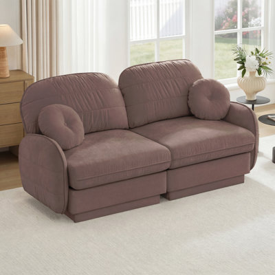 Chenille Cloud Loveseat Sofa with round pillows