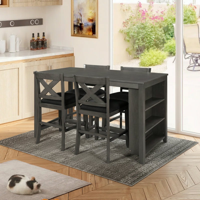 Ensemble de table de salle à manger 5 pièces Solid, Noir