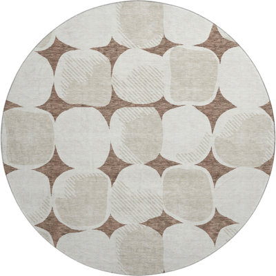 Premium Machine Washable Prisco Brown Rug