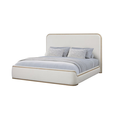 Upholstered Bed - Toffee & White Sand