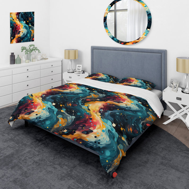 Mystic Aura Mirage I multicolore - ensemble de housse de couette abstrait - microfibre de polyester