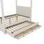 Lit plateforme double à baldaquin avec lit gigogne et trois tiroirs de rangement, beige-1915535271