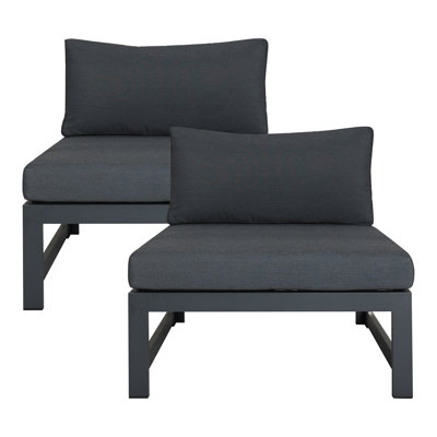 Fris 2-Piece Outdoor Aluminum Sofa Chair Set with 29" Wide Seats and Cushions