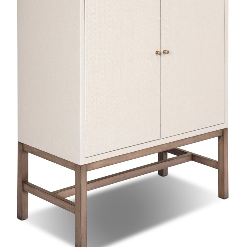 Fiona Bar Cabinet, Ivory Painted Raffia