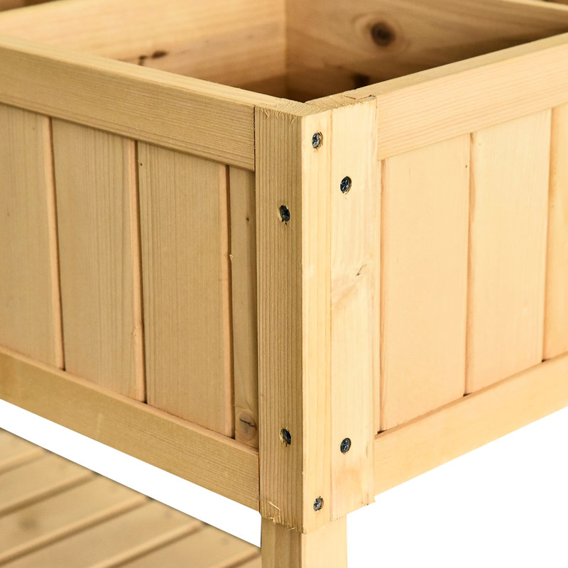 43X18x30in Wooden Elevated Herb Bed With 8 Compartments And Shelf - Fresh Herbs For You Container Pockets Enjoy