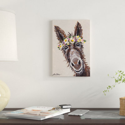 «Donkey with Flower Crown», impression sur toile