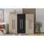 Armoire de rangement 6 portes en bois pour la chambre à coucher, avec 2 tiroirs à l'intérieur, noir + nature