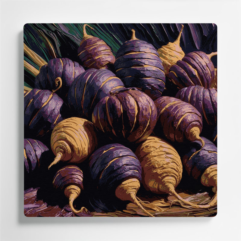 Légumes, art mural mauve en métal, H 12 po x l 12 po
