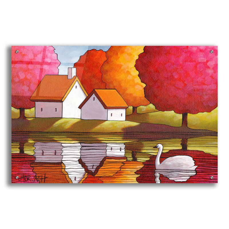 Latitude Run® 'Swan Waters Reflection' By Cathy Horvath-Buchanan, Acrylic Glass Wall Art, 24"X16"