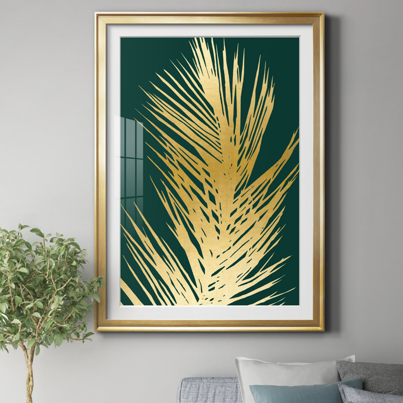 Emerald Palm III - Impression de cadre photo sur papier, H 26,5 po x l 36,5 po x P 1,5 po, Doré