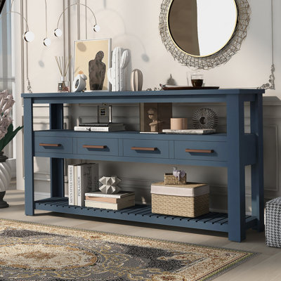 Canapé console 62,2 po avec 4 tiroirs et 2 tablettes