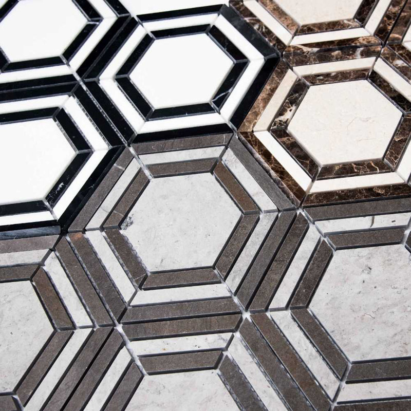 Santorini 12" X 12" Marble Mosaic Wall & Floor Tile, Gray