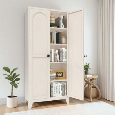 2 Shapely Door Cabinet With Lock, Metal Storage Cabinet With Doors And Adjustable Shelves, For Kitchen, Bedroom, Living Room