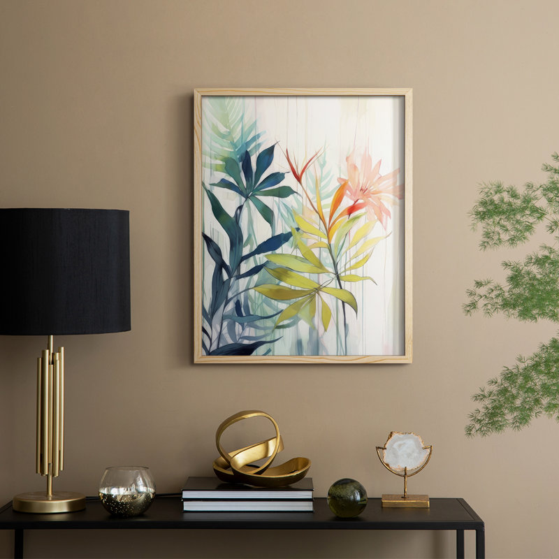 "Élégance florale rose et jaune I", Naturel, H 11 po x l 9 po