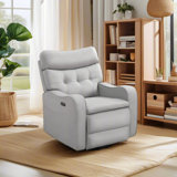  Myah 36.6''W Modern Faux Leather Power Recliner Chair With Swivel and Rocker, USB Port and Type-C Port 