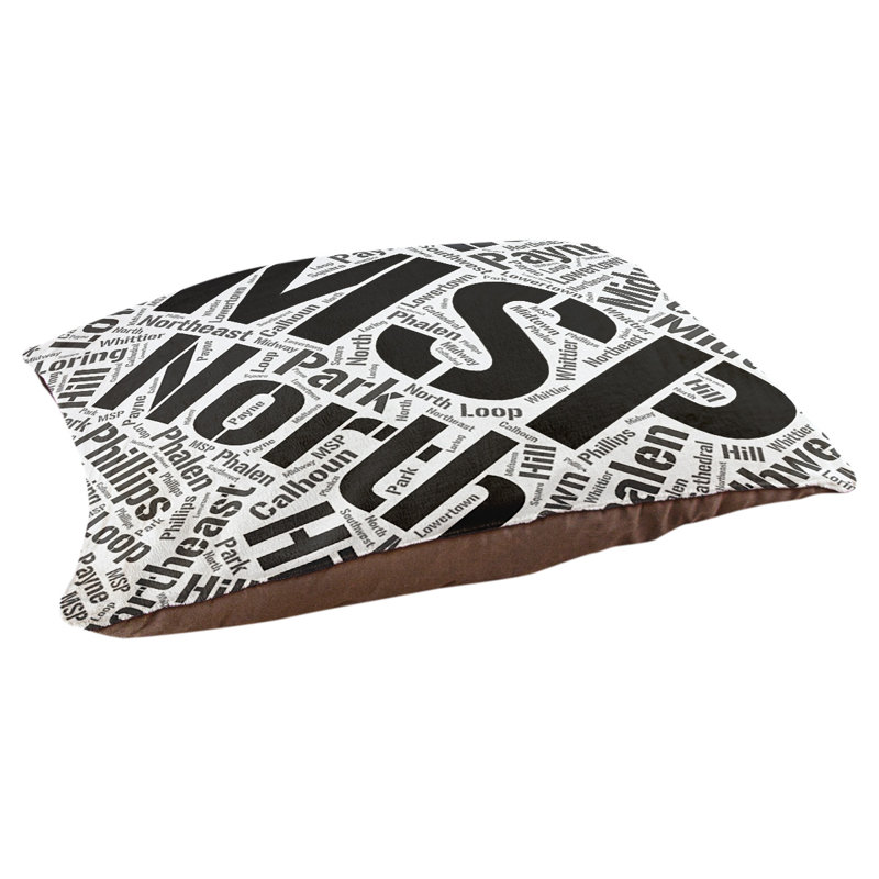 Coussin de chien « districts », Très grand (H 17 po x l 50 po x P 40 po), Noir, Minneapolis – Saint Paul