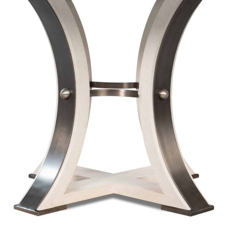 Tower Round Solid Oak Dining Table, Working White/Hammered