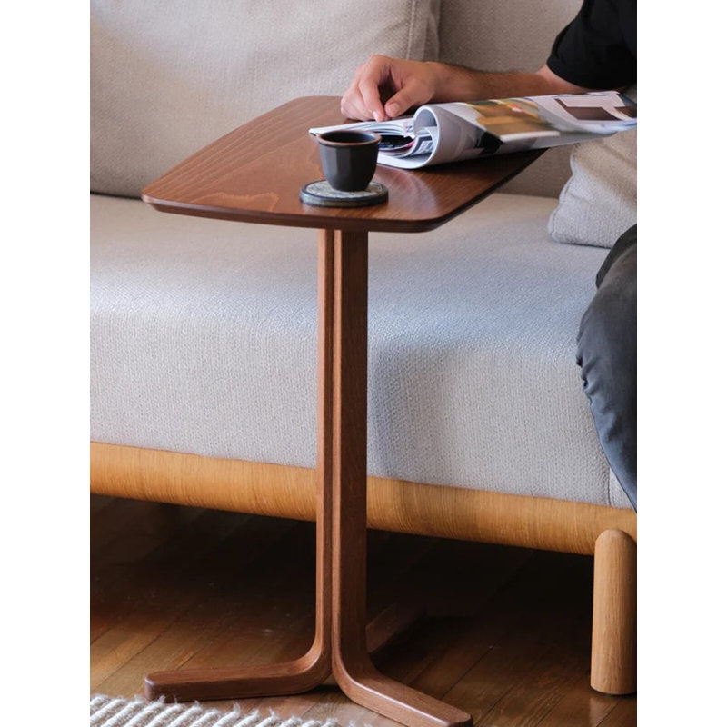 Yanki Solid Wood End Table, Light Walnut