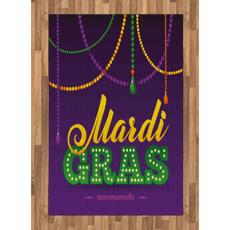 Mardi Gras High Density Long Fiber Poly Threads Decorative Area Rug Carpet, Rectangle 4' x 5'8"