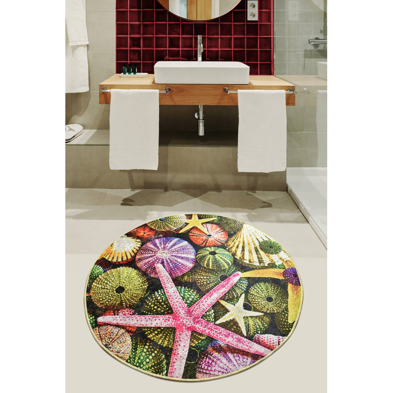 Tapis de bain antidérapant, 100% polyester, 47,2 pouces de diamètre | Antiallergique, anti-poussière et anti-taches | 700 g / m², lavable à la machine, facile d'entretien | Parfait pour la sécurité et le confort de la salle de bain, surface douce et durable
