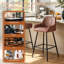 Fixed Height Faux Leather Upholstered Bar Stool Tufted Back with Footrest-35513202