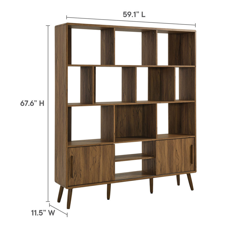 Transmit 59" Bookcase With Sliding Doors In Walnut