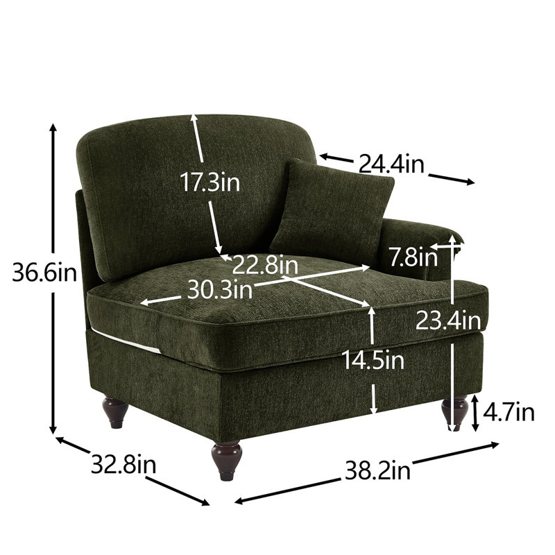Canapé en chenille avec 1 coussin, Vert