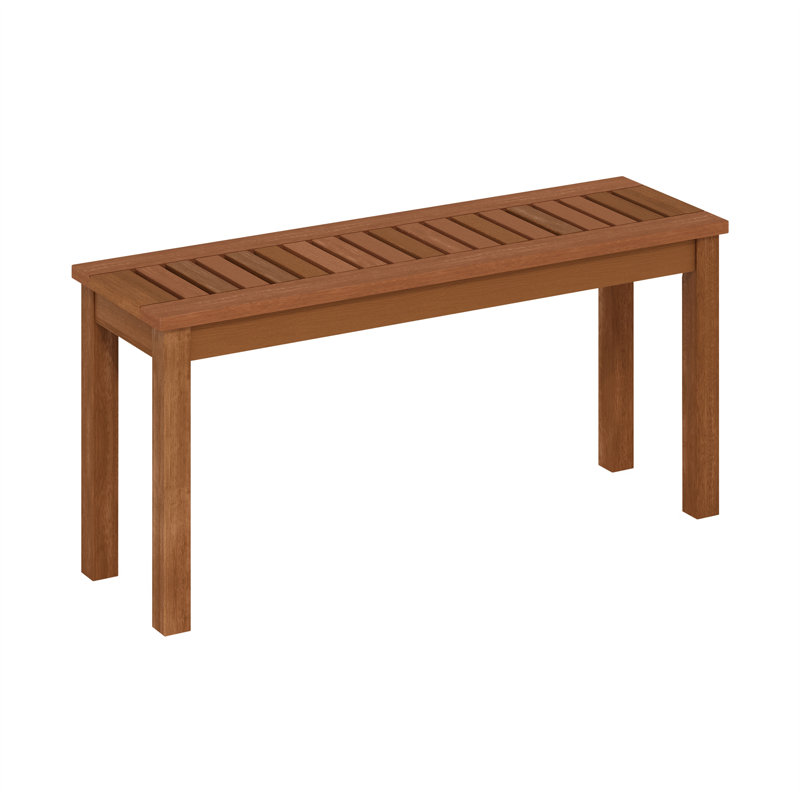Shanda Hardwood Outdoor Backless Country Stool Bench in Teak Oil, Natural