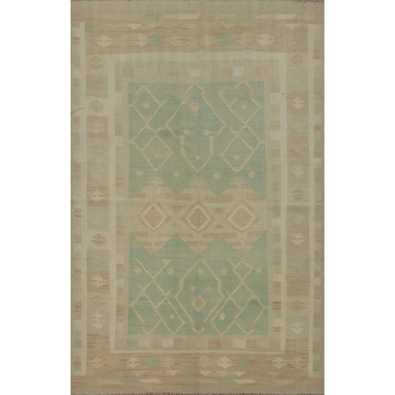Tapis vert pastel Kilim 5 x 7