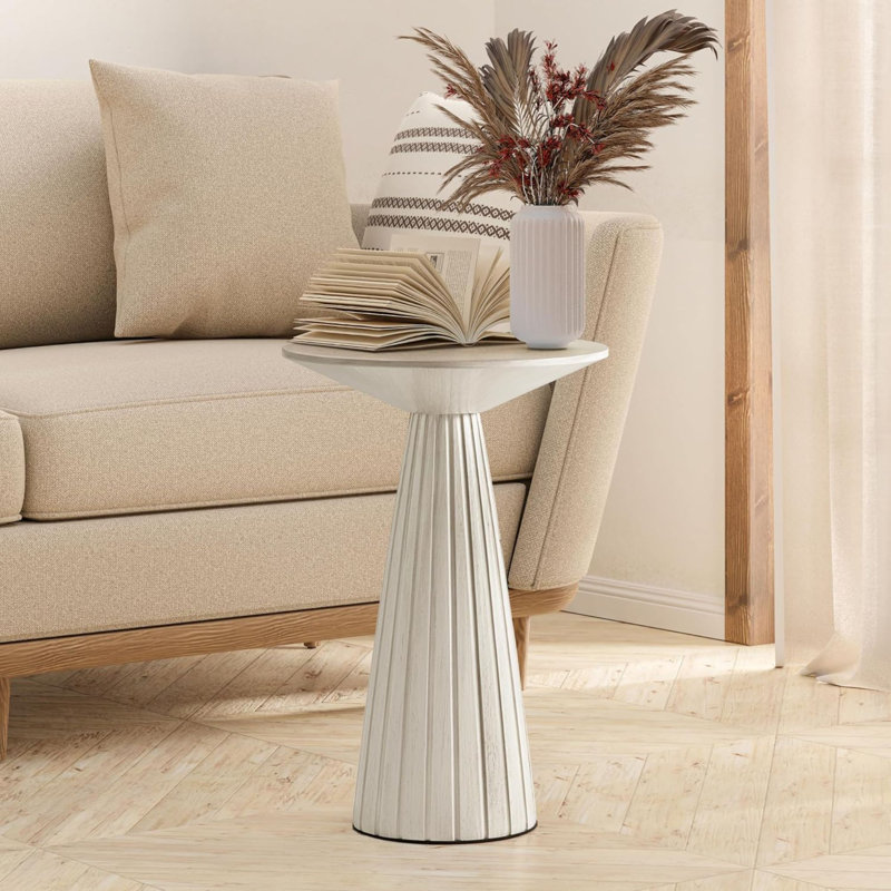  Pedestal Small Drink Round Martini Table for Living Rooms or Bedrooms, White