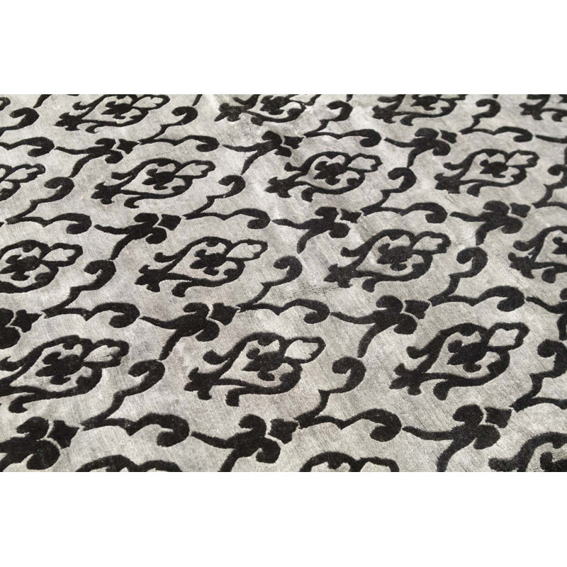 Tapis brun et beige de haute qualité noué à la main