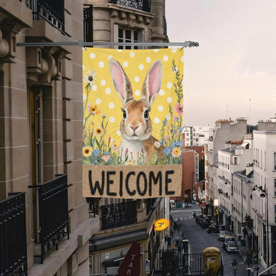 Drapeau de lapin à pois jaune, 70 x 47 po, pour décoration saisonnière