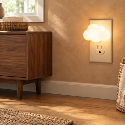 This 2-piece cloud-shaped LED wall nightlight set supplies a warm, soft glow for nurseries, hallways, or bedrooms, with automatic sensor lighting, low-energy operation, cute decor styling, and compatibility with any outlet.