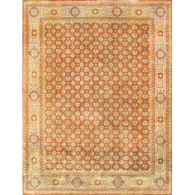 Mamluk Hand Knotted Wool Geometric Area Rug in Rust