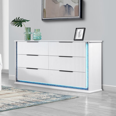 Commode 6 tiroirs avec miroir Pallas, éclairage DEL