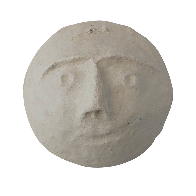Paper Mache Moon with Face Wall Decor