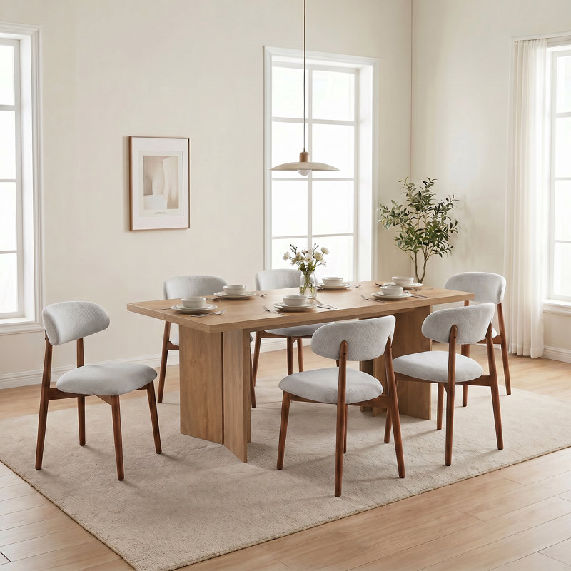 Table de salle à manger Amiliana, 7 pièces : table, 6 chaises, Noir / brun, H 29,53 po x l 70,87 po x P 31,5 po