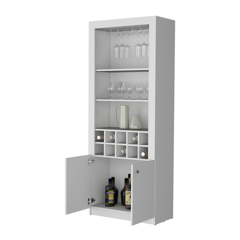 Bar Clover, avec rangement pour bouteilles de vin et trois tablettes