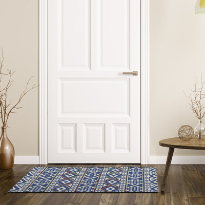 Tapis bleu botanique Necole