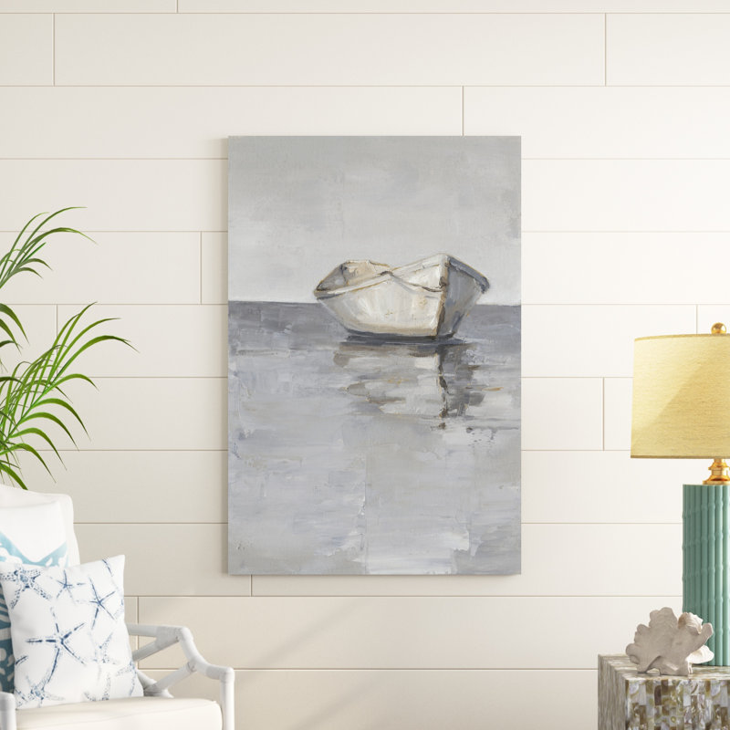 "Bateau sur l'horizon I" par Ethan Harper, reproduction d'art sur toile, Cadre en bois naturel, H 38 po x l 26 po x P 1 po