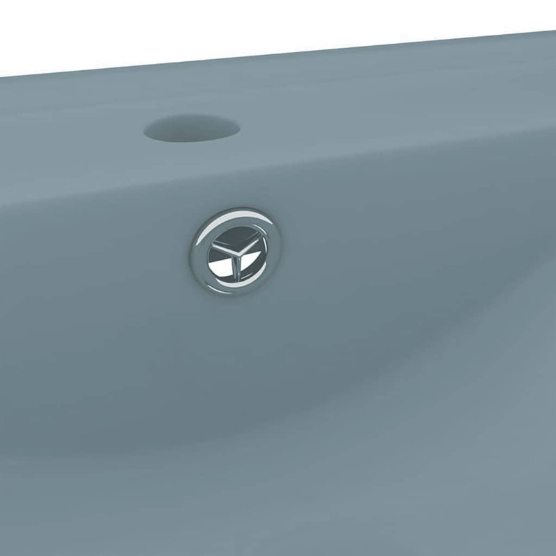 Belfry Bathroom Grenkie 600mm L x 460mm W Ceramic Rectangular Sink with Overflow, Light Blue