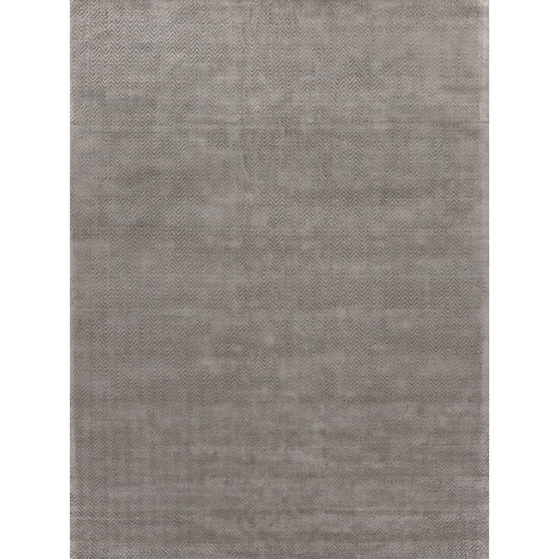 Pavo Tencel Chevron Area Rug in Silver, Rectangle 14' x 18'