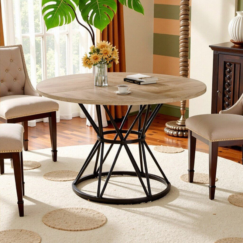 Table de salle à manger ronde Modern, Black,Wood