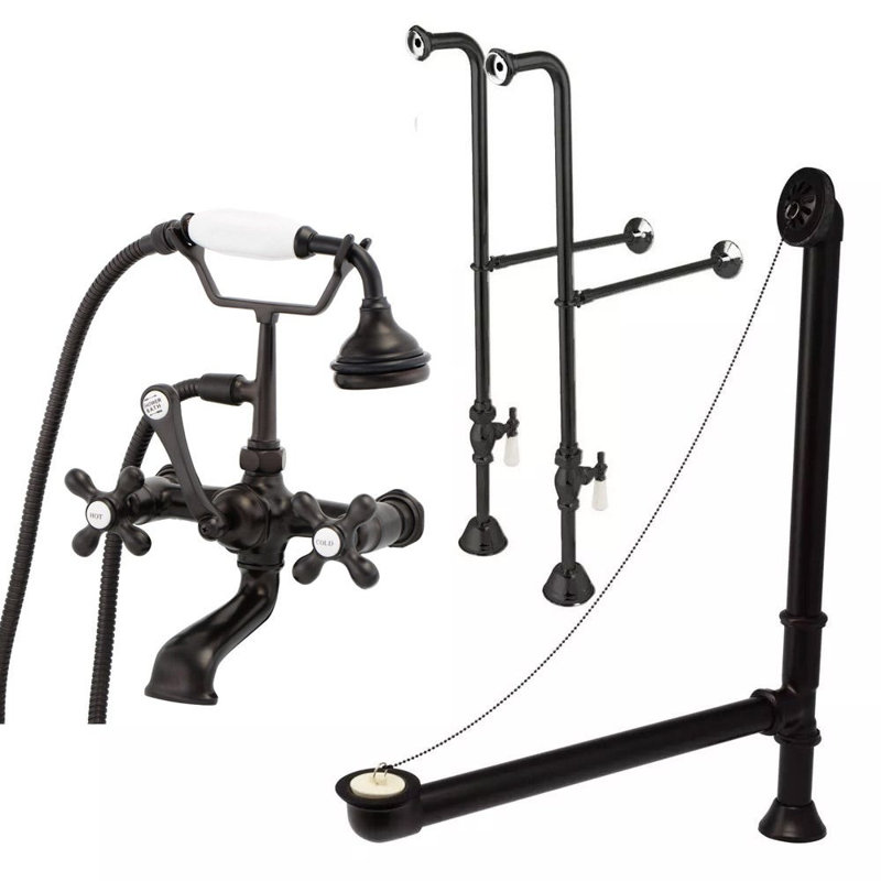 Charlotte 60.5'' x 30'' Soaking Cast Iron Bathtub with Faucet, Oil Rubbed Bronze, Oil Rubbed Bronze