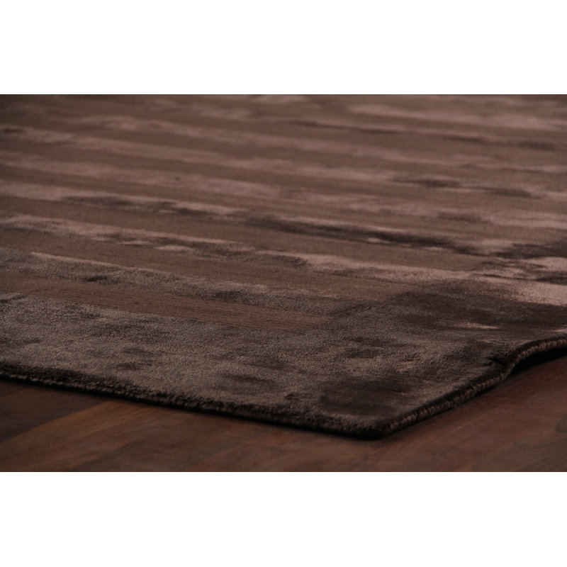 Wide Striped Area Rug in Chocolate, Rectangle 12' x 15'