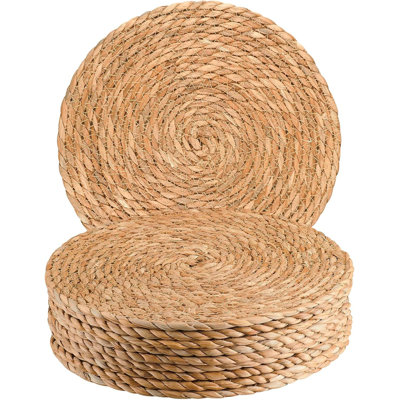 12 Inch Round PlacematsNatural Water Hyacinth Woven PlacematsSet of 10