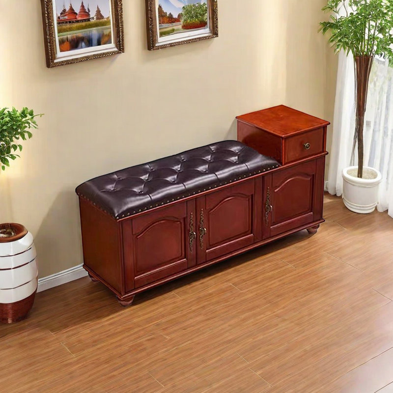11 Pair Shoe Storage Bench, Brown/Purple